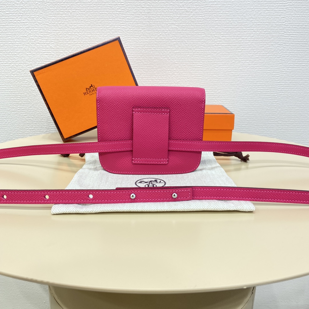 Hermes Constance Slim Wallet Belt Bag In Rose Red Epsom Leather